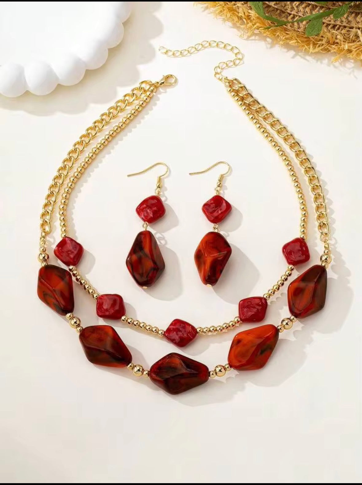 Red and Gold Trina Necklace