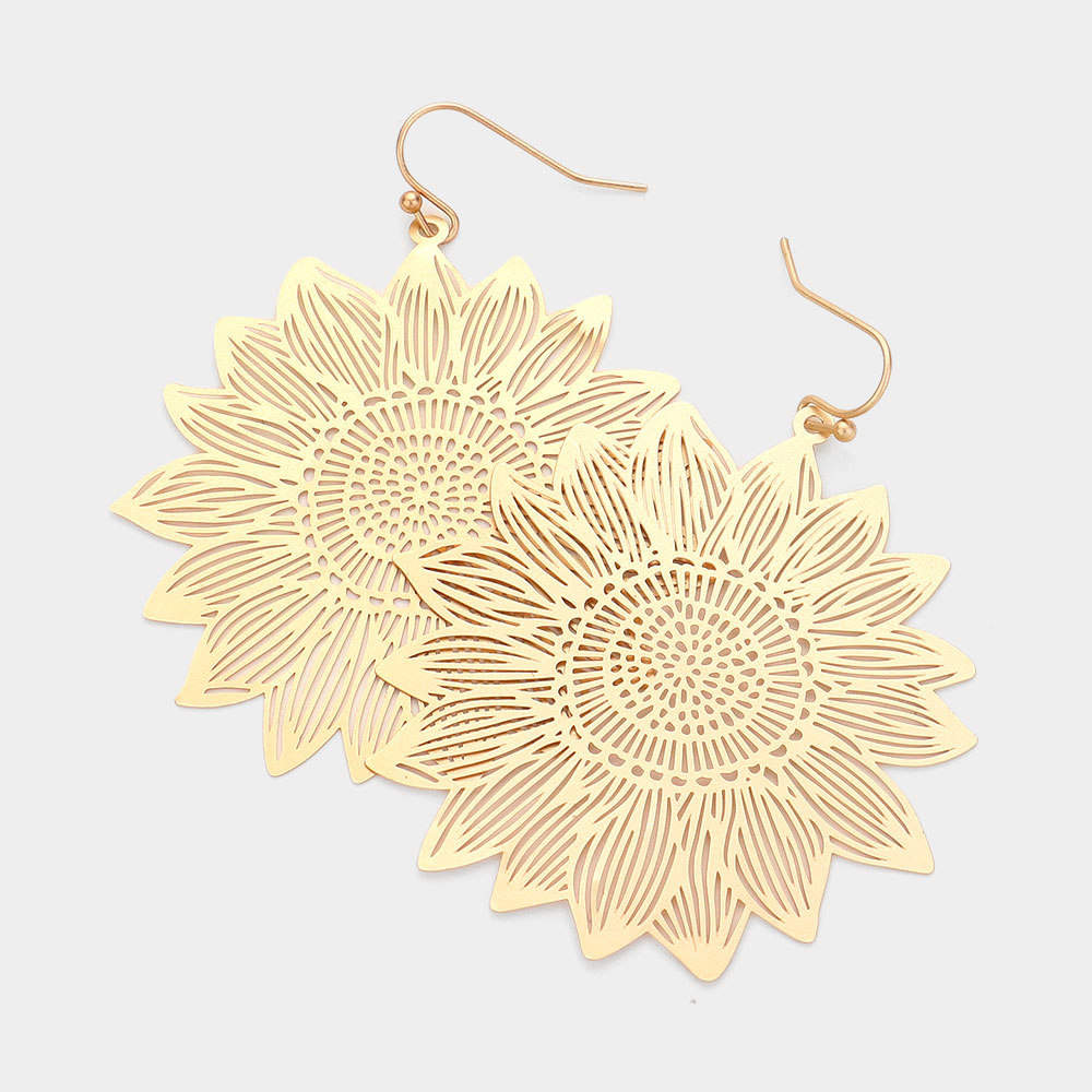 Gold Flower Dangle Earrings