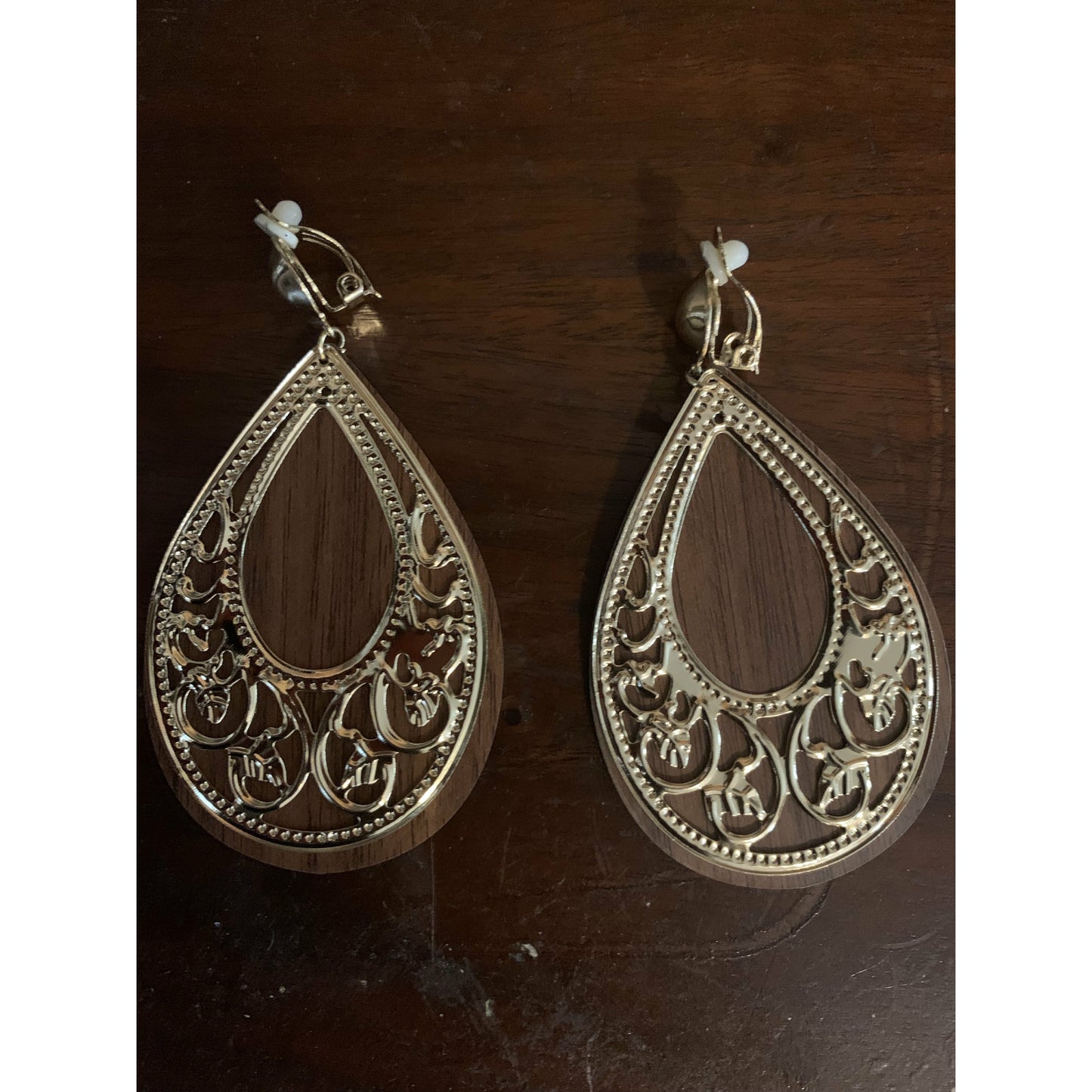 Chic Wood Clip On Earrings