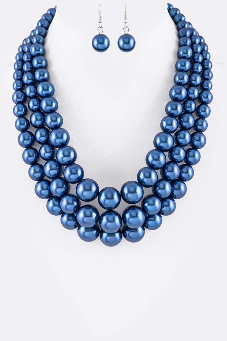 Blue 3 Layer Iconic Pearls