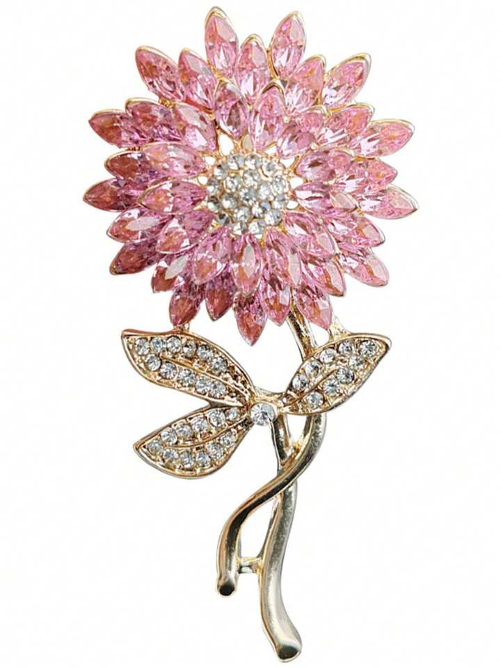 Pink and Rhinestone Brooch
