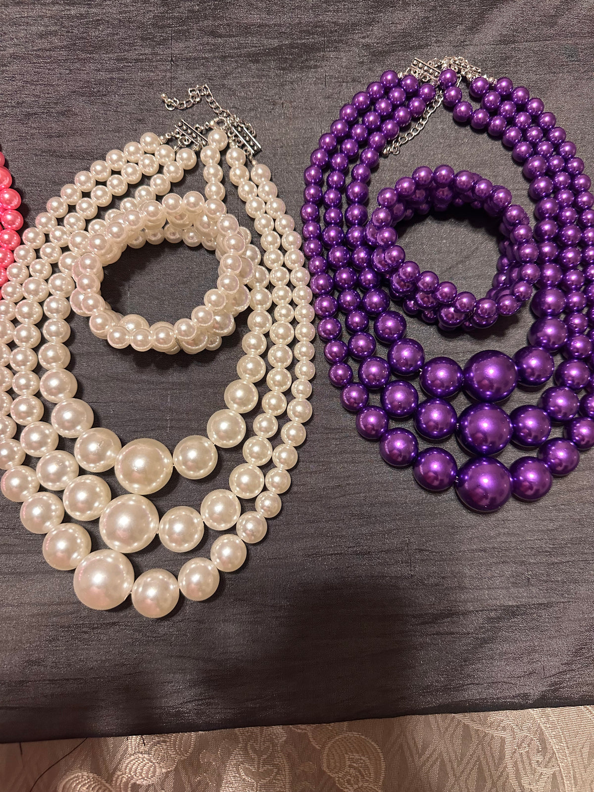3 Piece Pearl Necklace and Bracelet Set