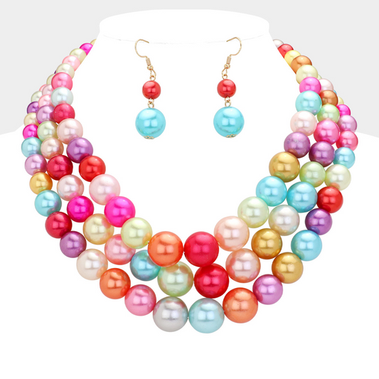 Pink Multi 3 Layer Iconic Pearls