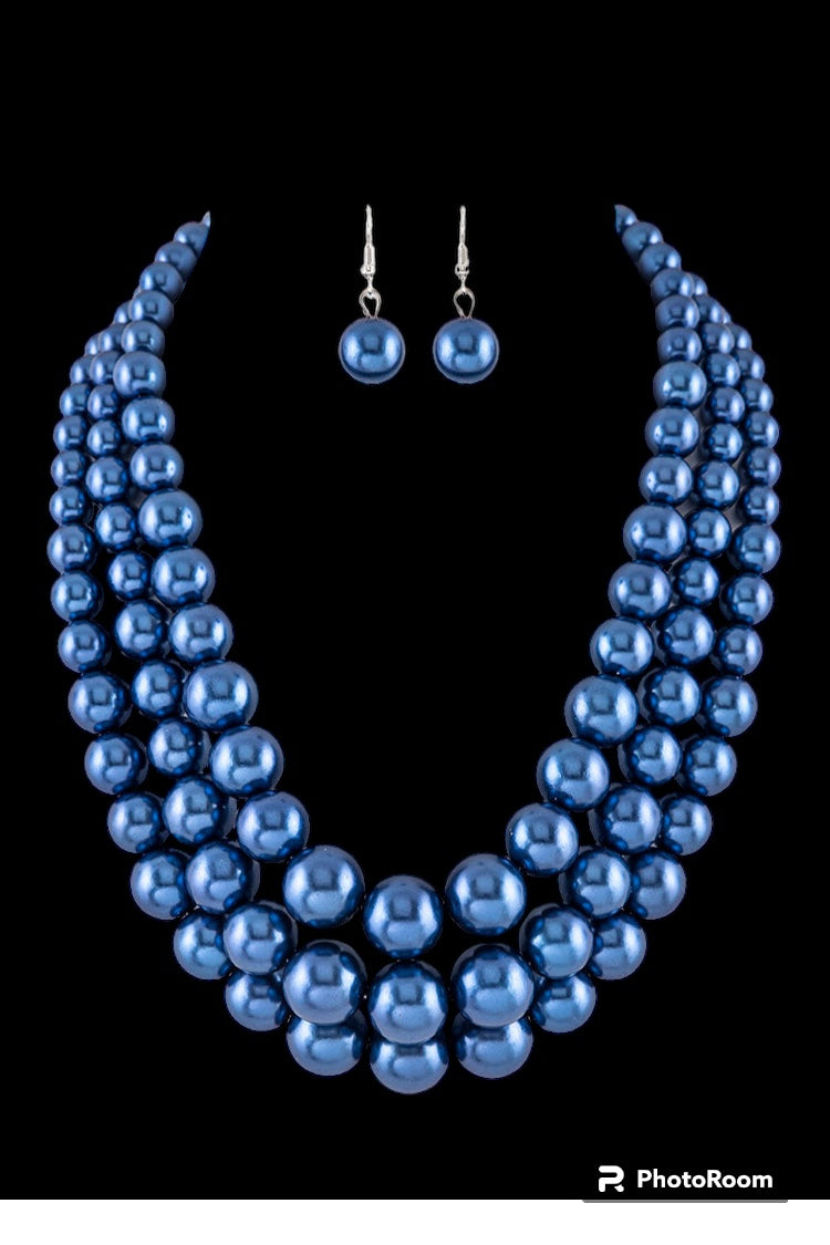 Blue 3 Layer Iconic Pearls