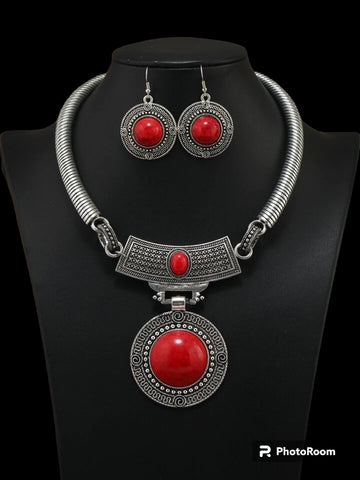 Tempting Red Bold Statement Necklace