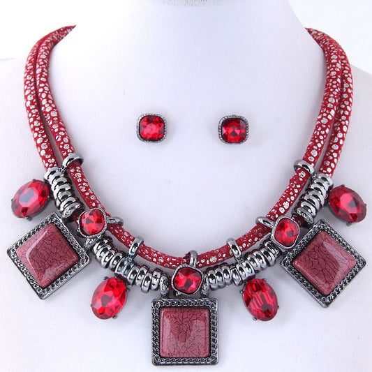Blue Jewel Necklace Set