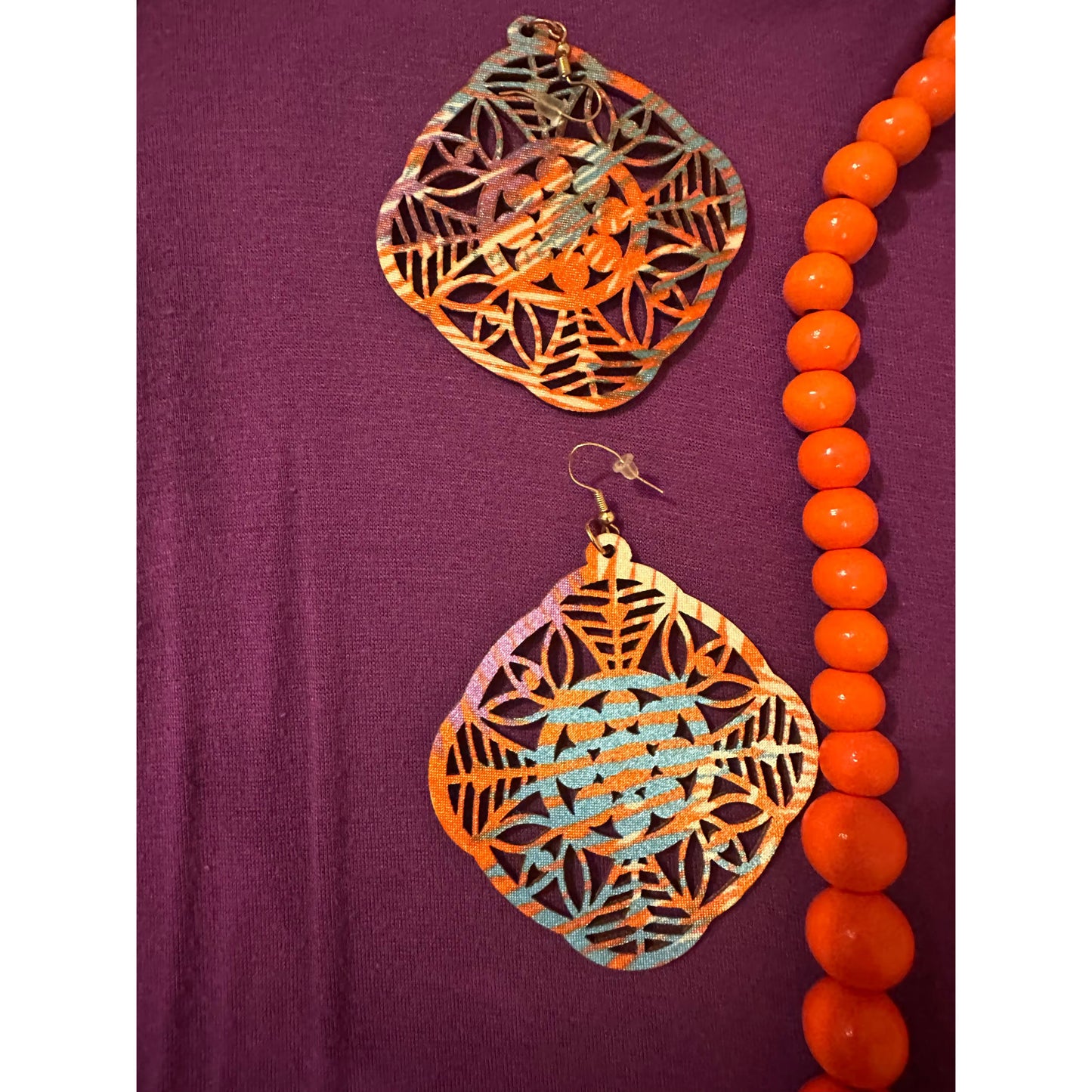 Orange Wood Necklace