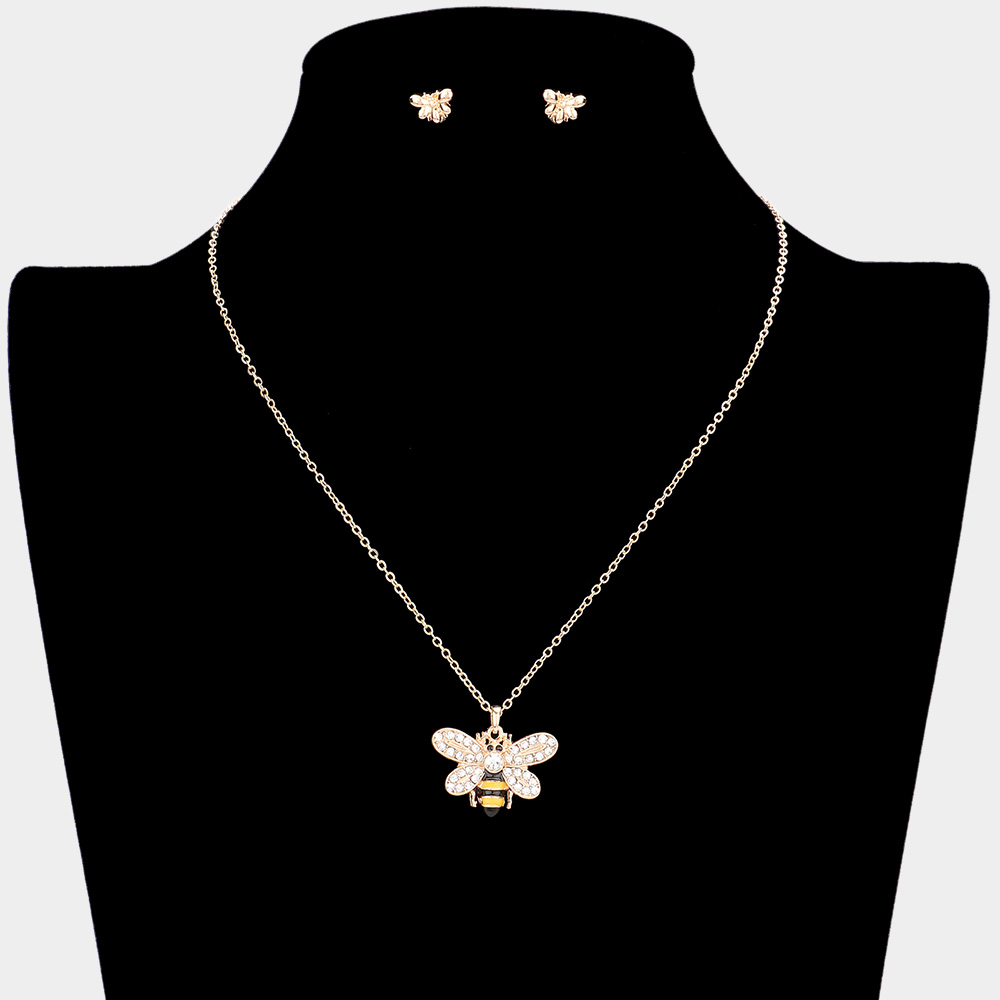 Bee 🐝 Pendant Necklace with Studs