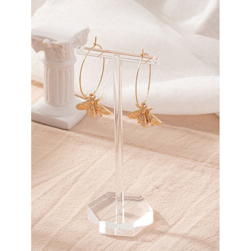 Gold Bee Hoop Earrings