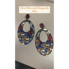 Blue & Burgundy Mix Earrings